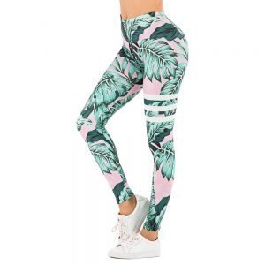 Sexy Women Legging leaf Printing Fitness leggins